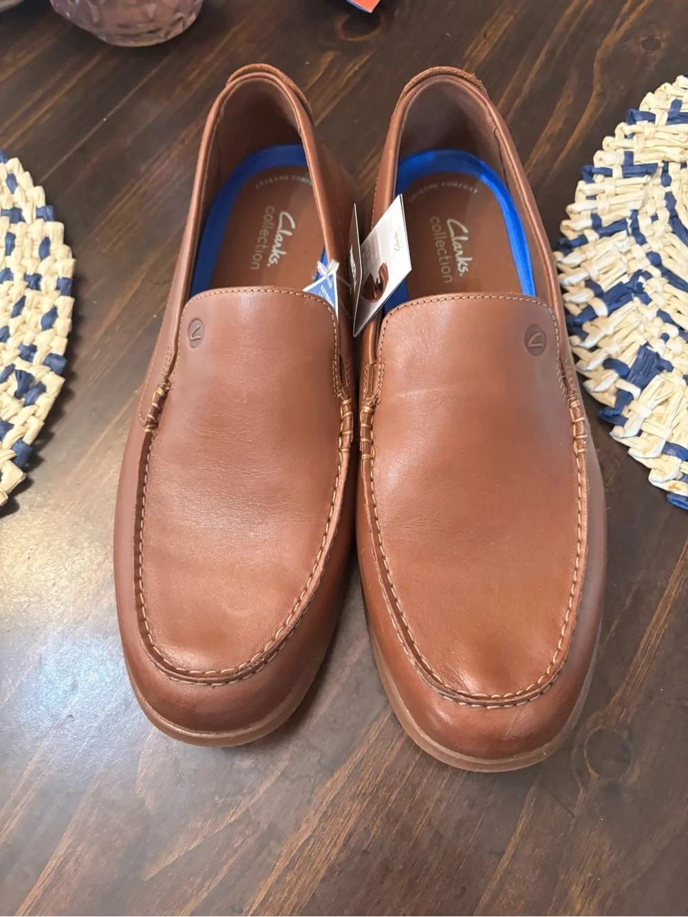 Clarks Men’s Tan-Brown Leather Slip-On Loafers